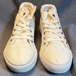Women's Cream Canvas High-Top Sneakers